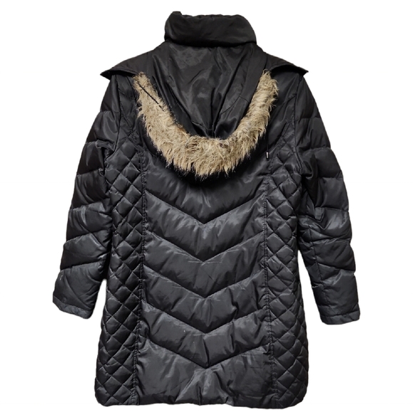 Kenneth Cole Reaction Black Hooded Size Large Feather and Down Puffer Jacket - Picture 2 of 10